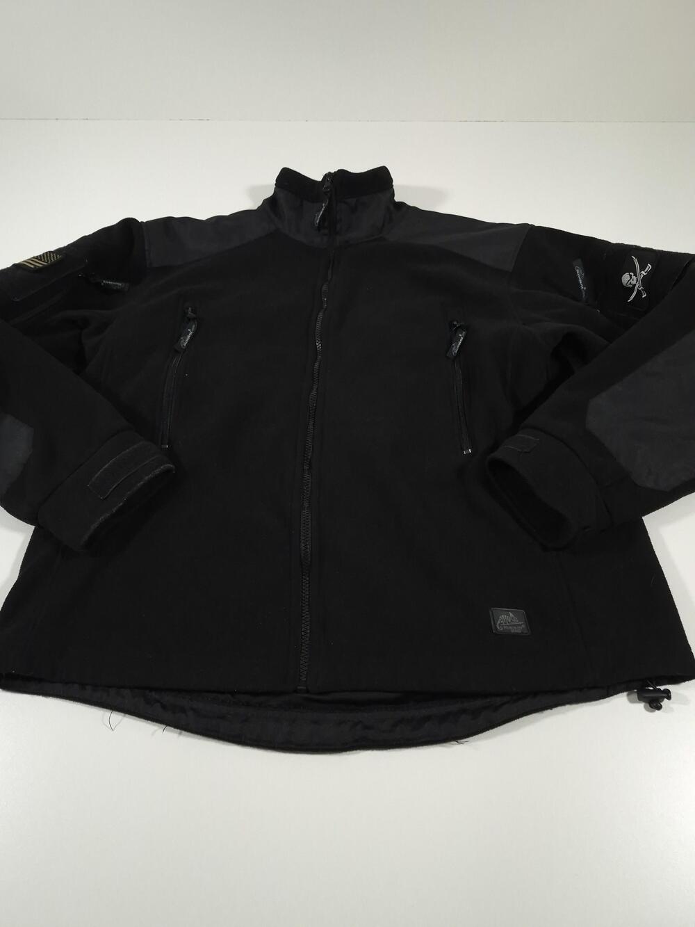 Helikon-Tex Jacket Mens XL Black Fleece Tactical Military Full Zip Skull Flag